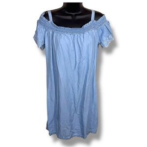 Medium Candies Light Blue Lyocell Dress Cold Shoulder Accent Dress Tunic Top